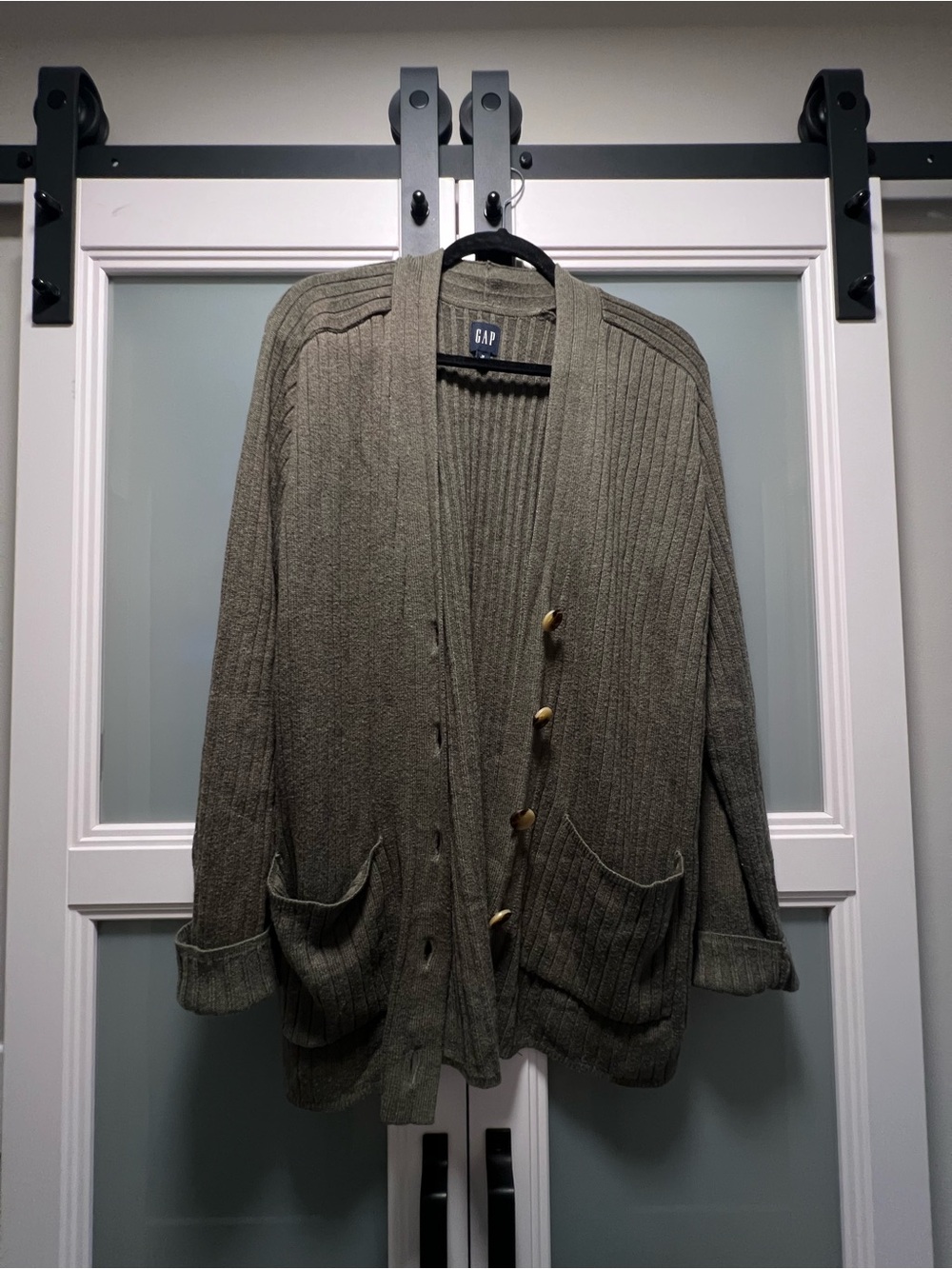 GAP Olive Green Ribbed Button Cardigan - Picture 3 of 4